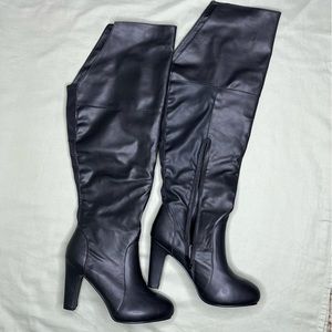 Torrid Over The Knee Heel Boots Faux Leather Size 9 wide width wide calf